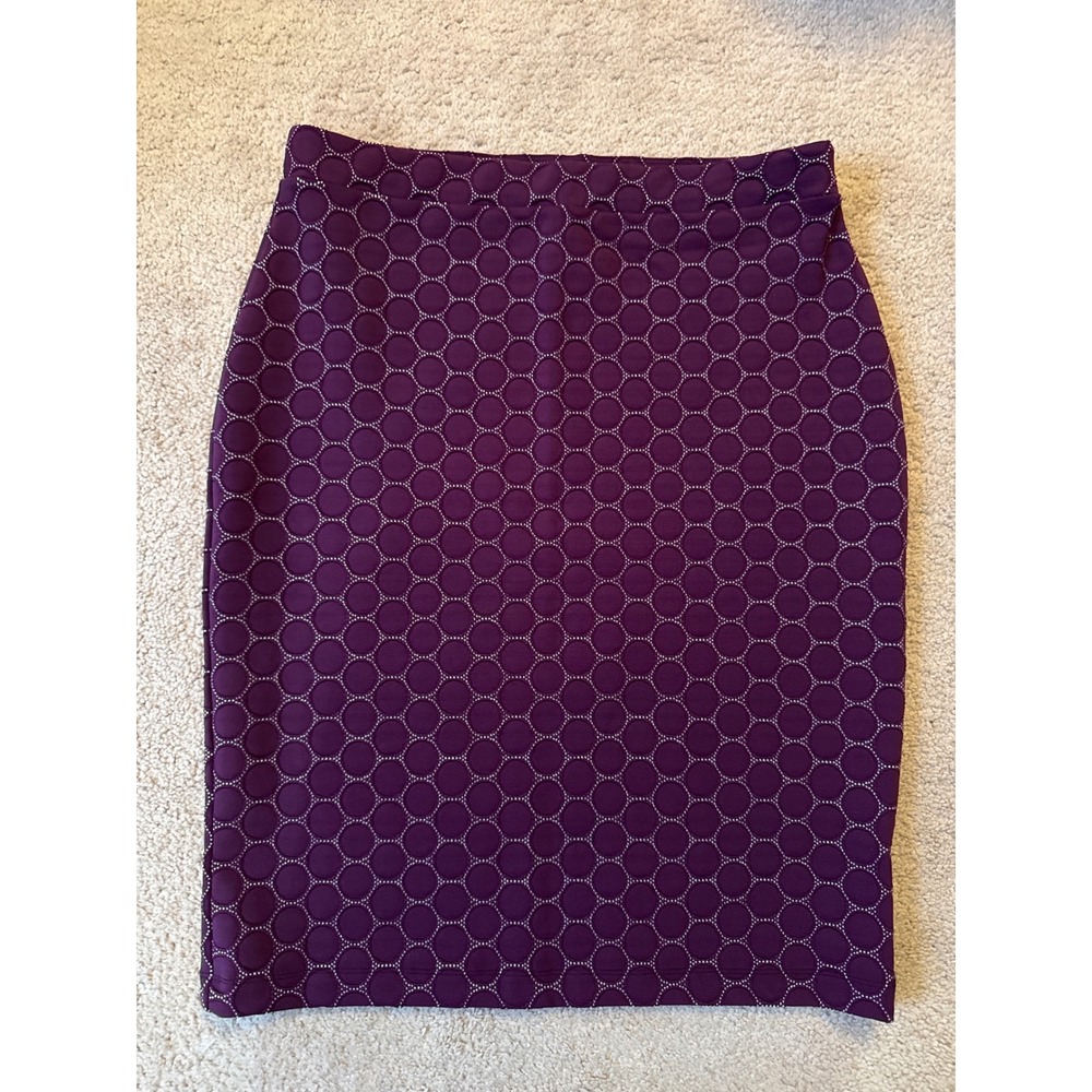 Leota Tabitha Skirt Purple Size M Geometric Career Wear Knee Length Hexagon